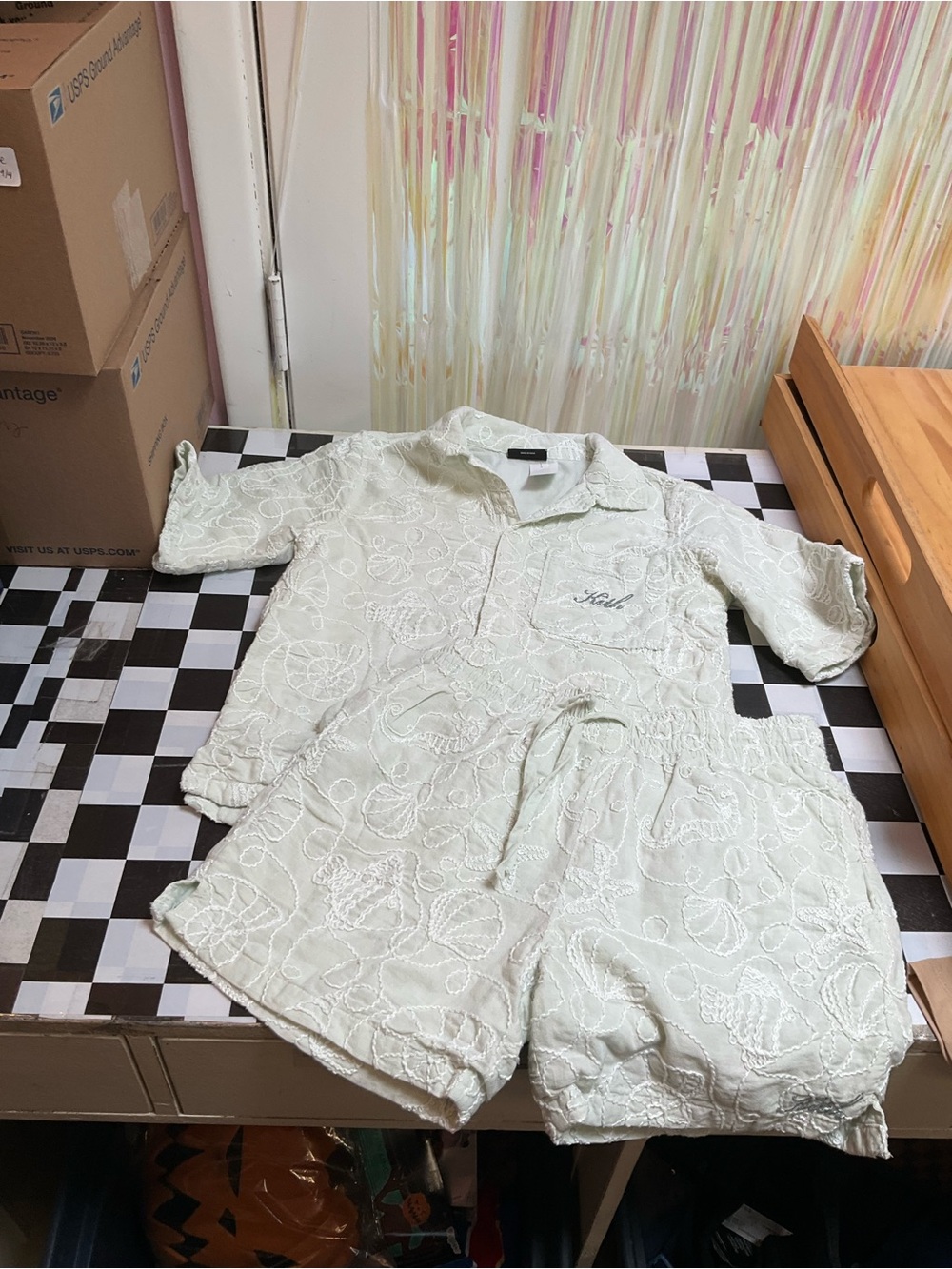 Kith Mint Green Embroidered Kids Pajama Set